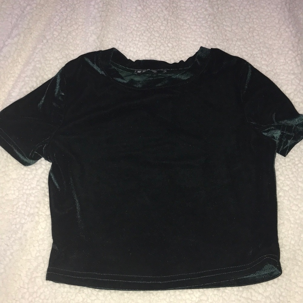 Green velvet crop top